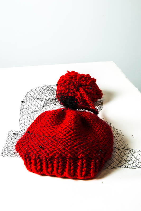 Pom String Hand-Knit Hat - Tae With Jane NY