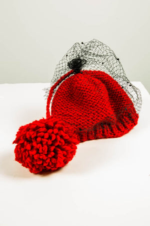 Pom String Hand-Knit Hat - Tae With Jane NY
