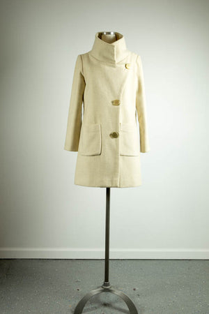 Ivory Wool Short Coat - Tae With Jane NY