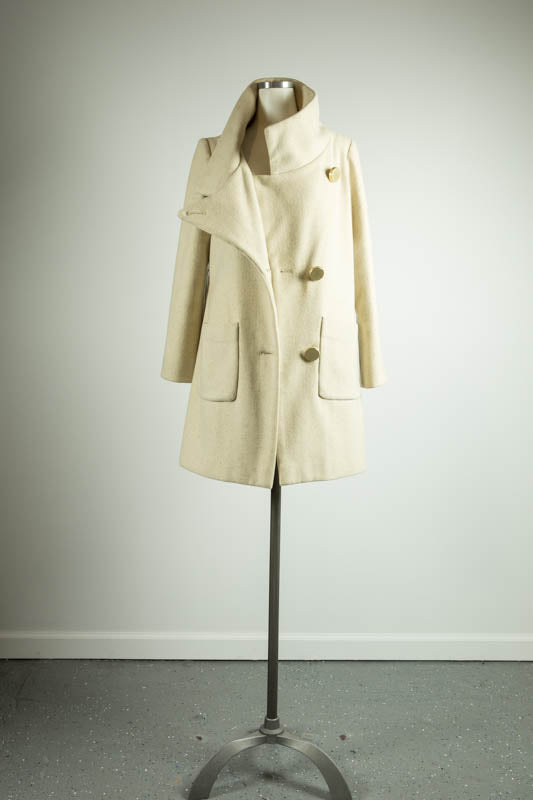 Ivory Wool Short Coat - Tae With Jane NY