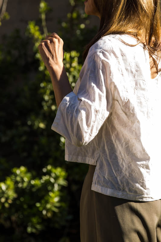 White Embroidered Summer Cotton Top - Tae With Jane NY