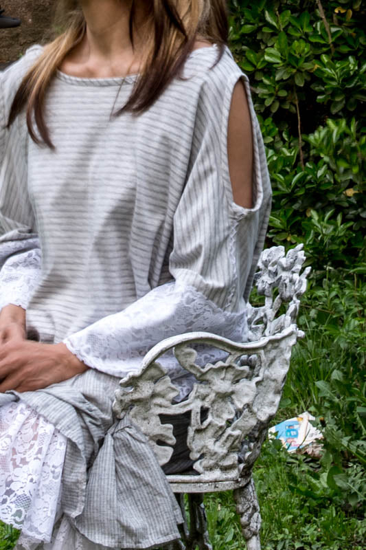 Gray Striped Top - Tae With Jane NY