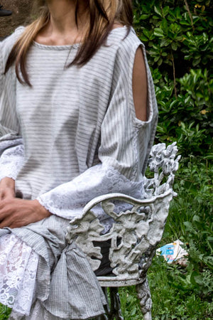 Gray Striped Top - Tae With Jane NY