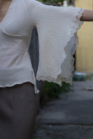 Ivory Kimono Sleeve Summer Blouse - Tae With Jane NY