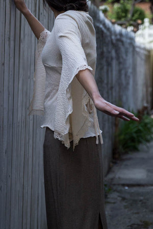 Ivory Kimono Sleeve Summer Blouse - Tae With Jane NY