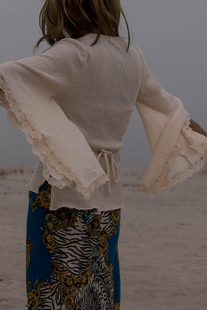 Ivory Kimono Sleeve Summer Blouse - Tae With Jane NY