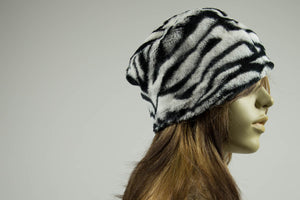 Faux Fur Zebra Hat