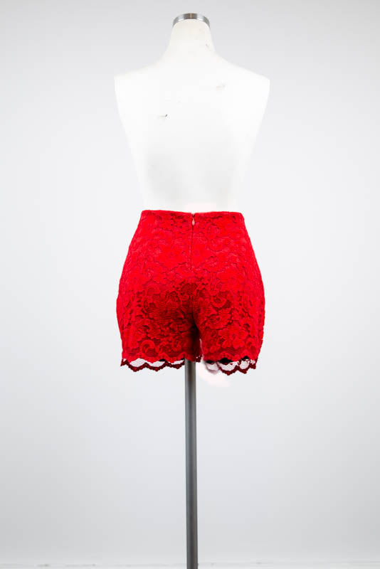 Vintage-Look Red Lace Shorts - Tae With Jane NY
