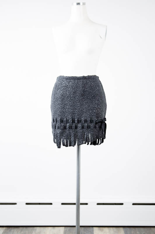 Charcoal Fringe skirt - Tae With Jane NY