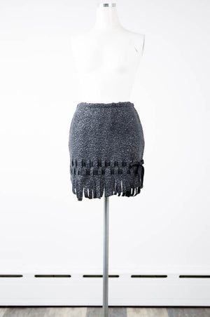 Charcoal Fringe skirt - Tae With Jane NY