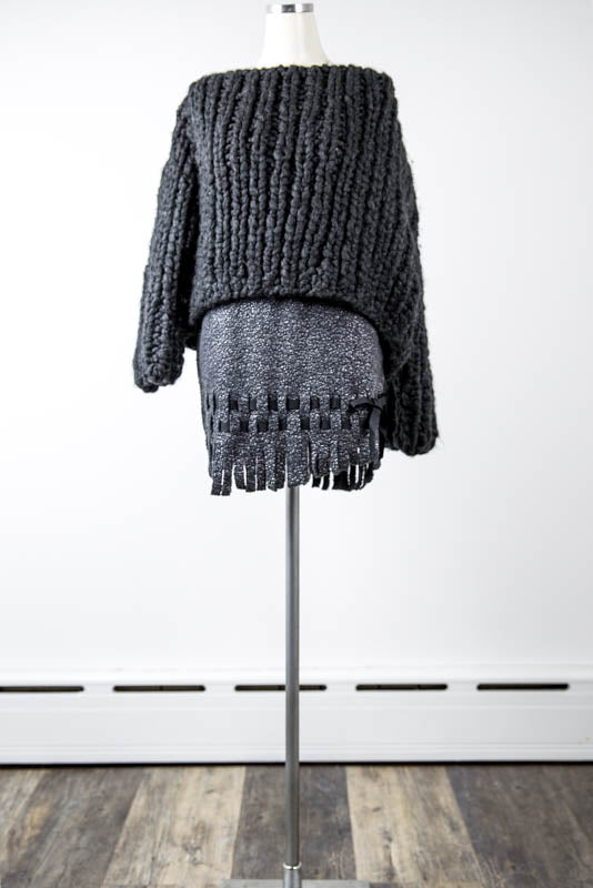 Charcoal Fringe skirt - Tae With Jane NY
