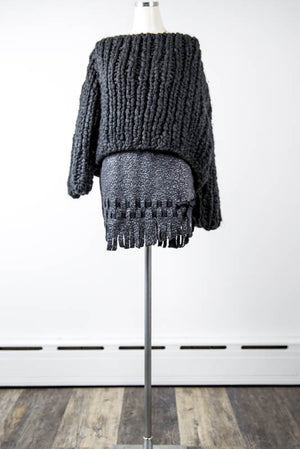 Charcoal Fringe skirt - Tae With Jane NY