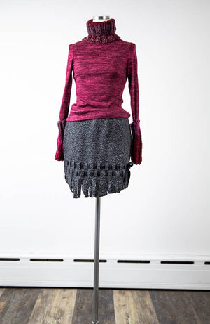 Charcoal Fringe skirt - Tae With Jane NY