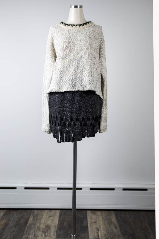 Ivory Sweater with Knitted Details