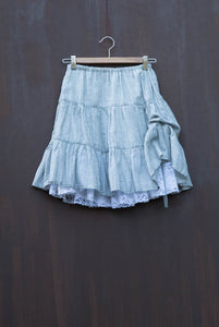 Grey-Tone Linen Mini Skirt