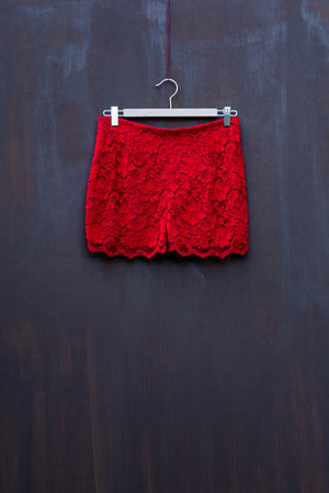 Vintage-Look Red Lace Shorts