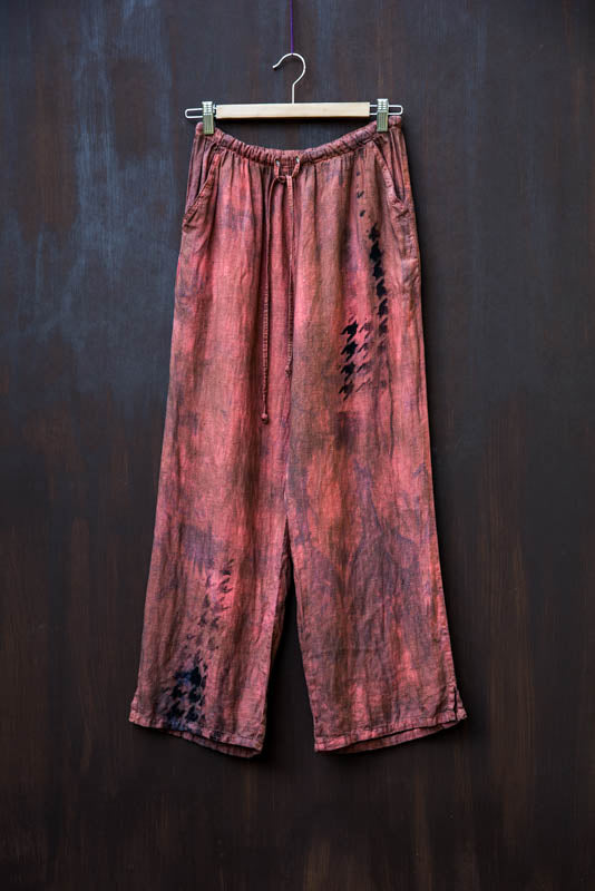 Brick-Tone Linen Pants