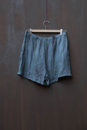 Gray-Tone Linen Short Pants