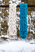 Teal Puffy Knit Scarf