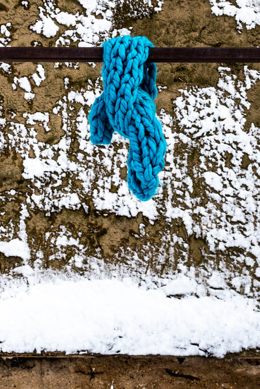 Teal Puffy Knit Scarf