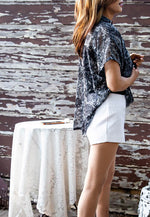 Floral Print Collar Shirt Blouse