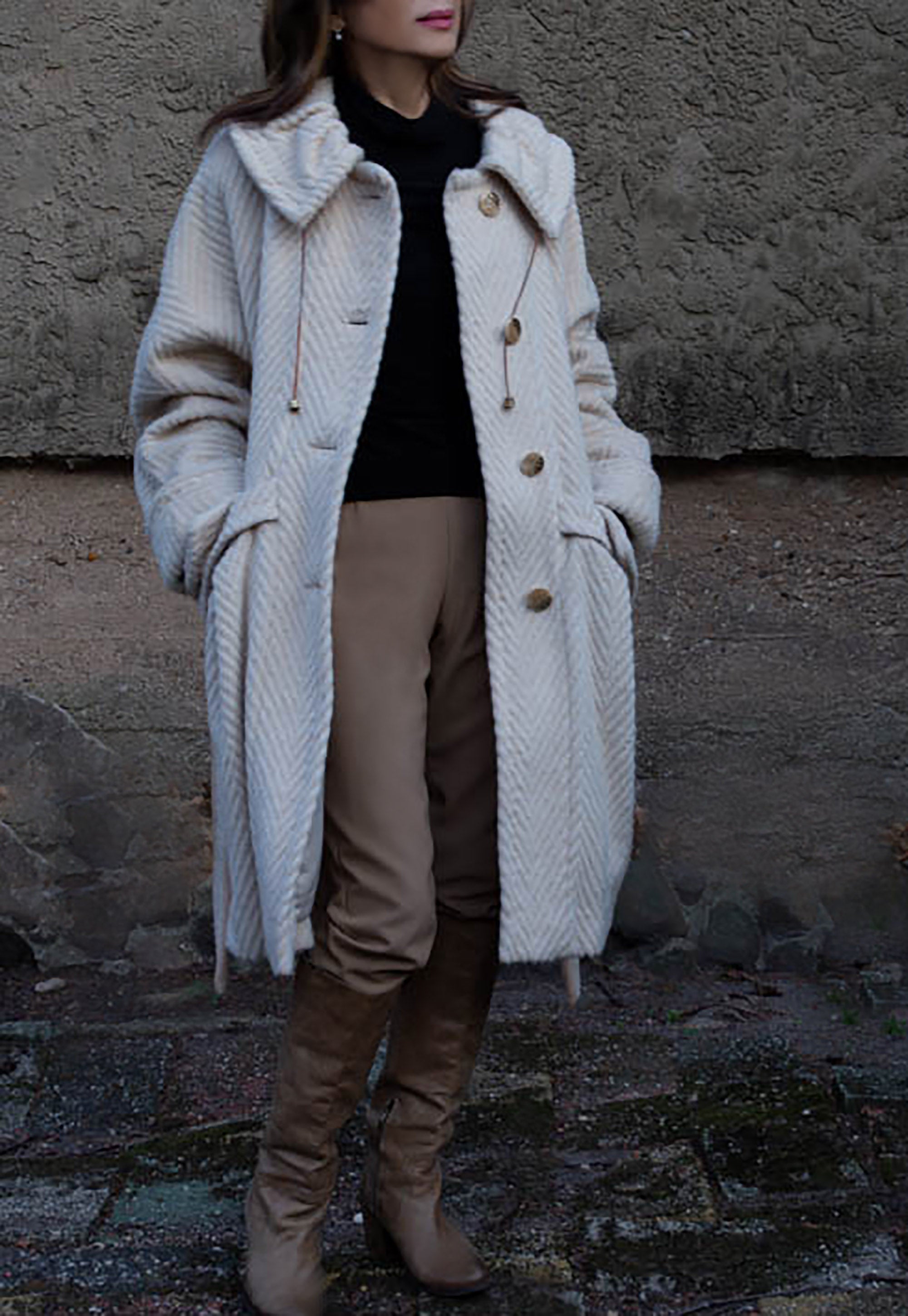 Latte Beige Wool Coat