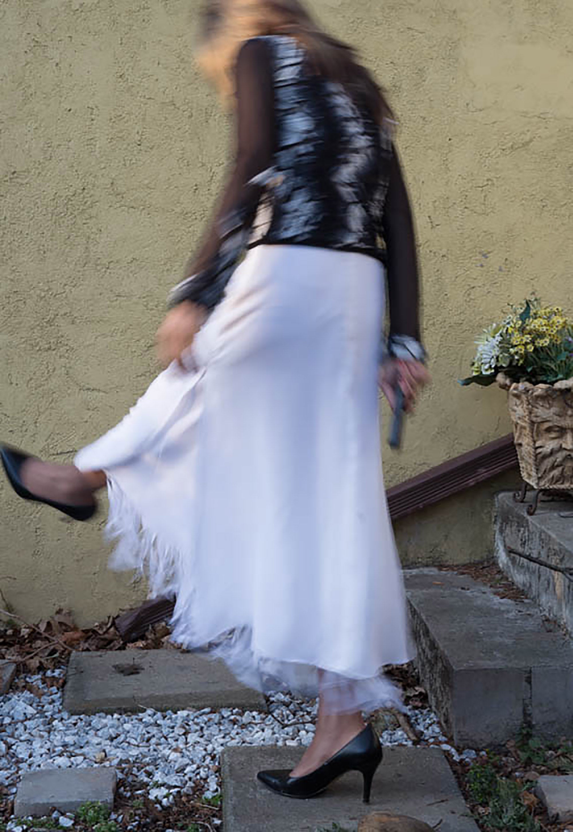 White Long Layered Skirt