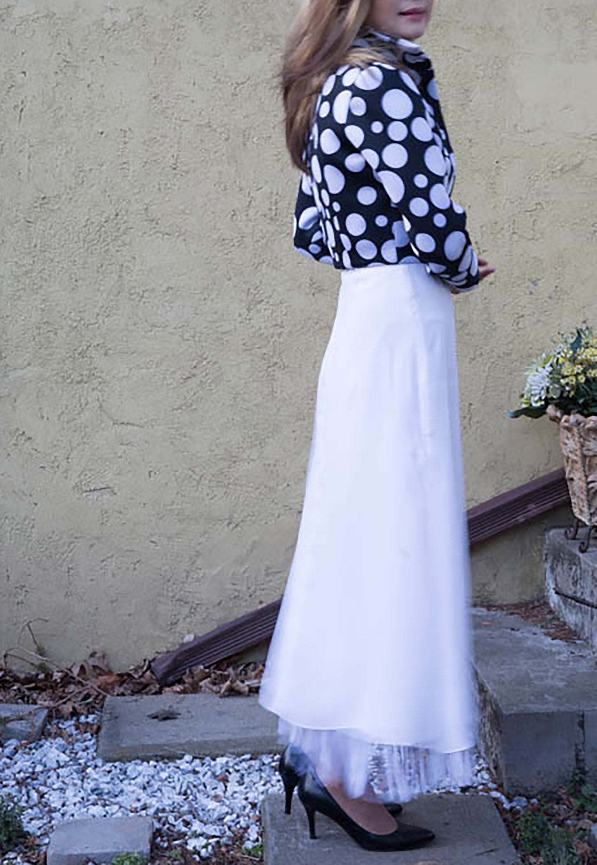 White Long Layered Skirt