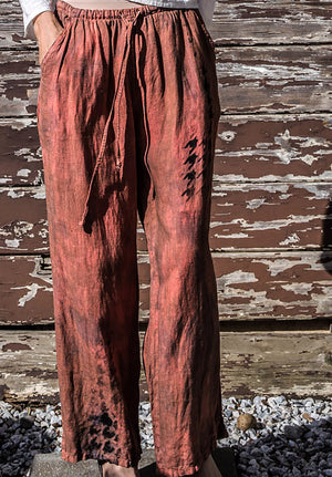 Brick-Tone Linen Pants