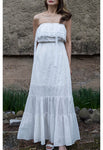 Off-White Summer Maxi Dress with Detailed Ruffle