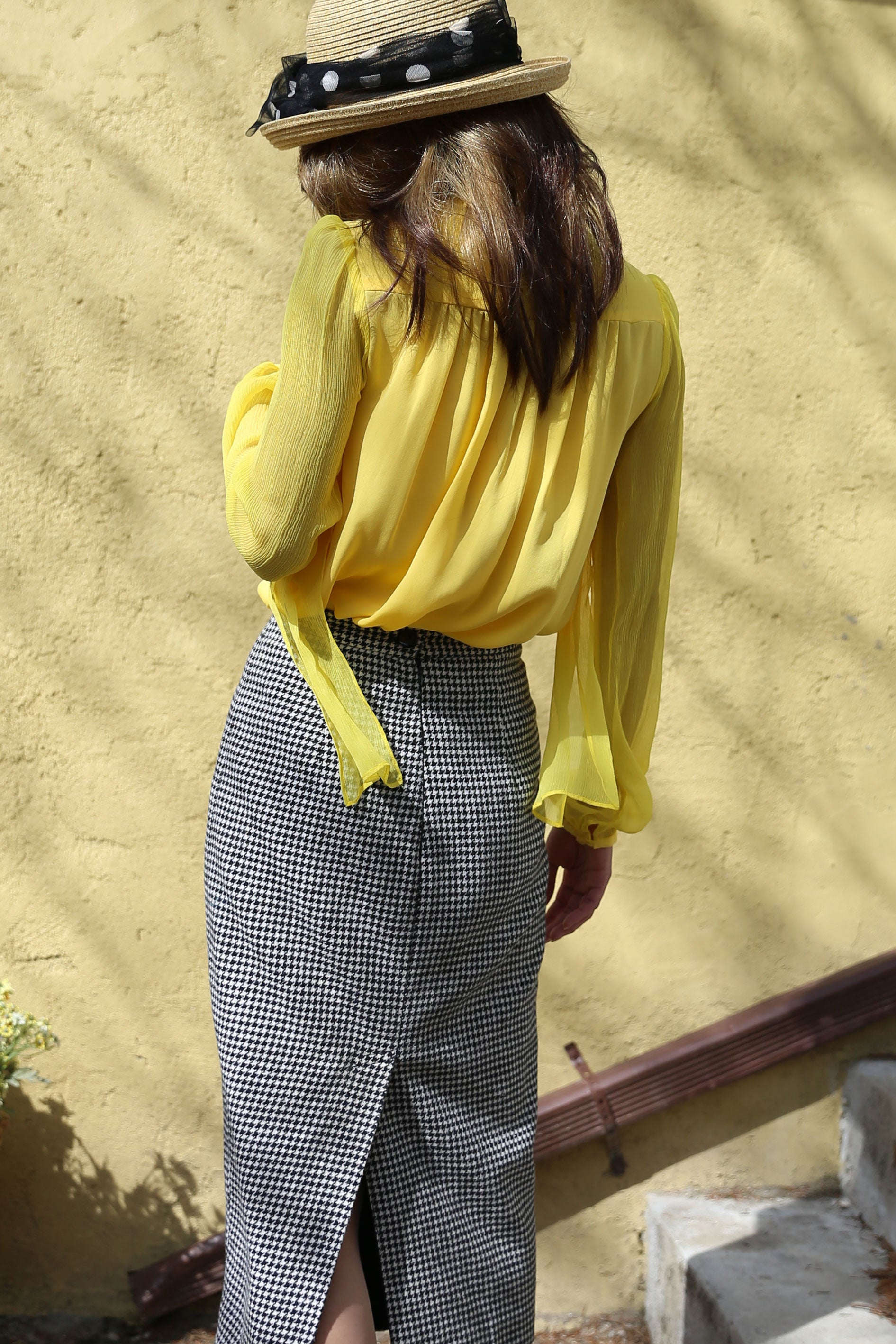 Yellow Silk Tie Collar Blouse - Tae With Jane NY