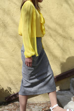 Yellow Silk Tie Collar Blouse - Tae With Jane NY