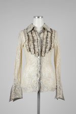 Cream Lace Shirt Blouse - Tae With Jane NY