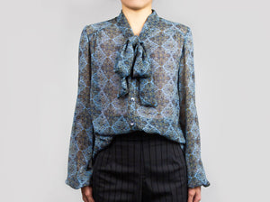 Bow Moroccan Print Blouse - Tae With Jane NY