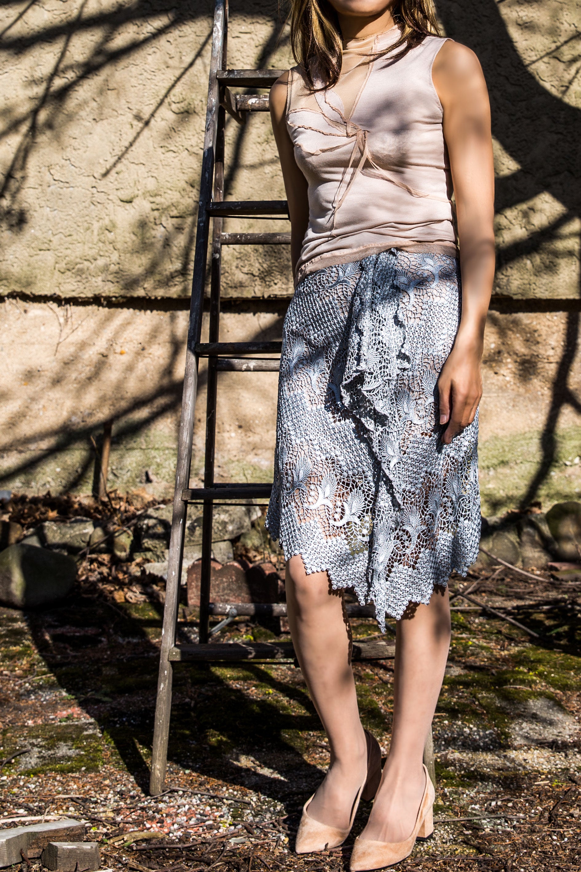 Gray Lace Skirt - Tae With Jane NY