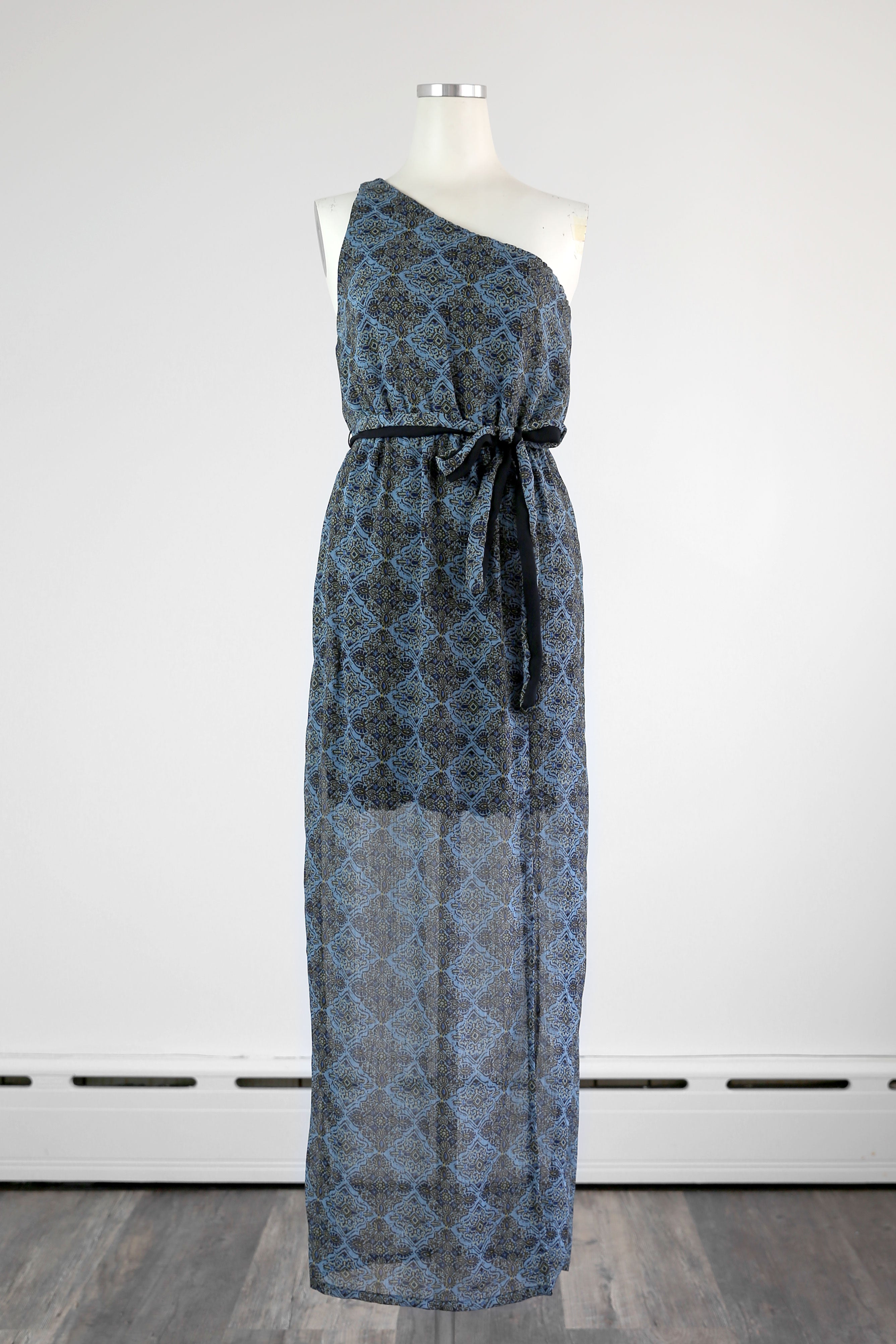 Moroccan Print One Shoulder Maxi Dress - Tae With Jane NY