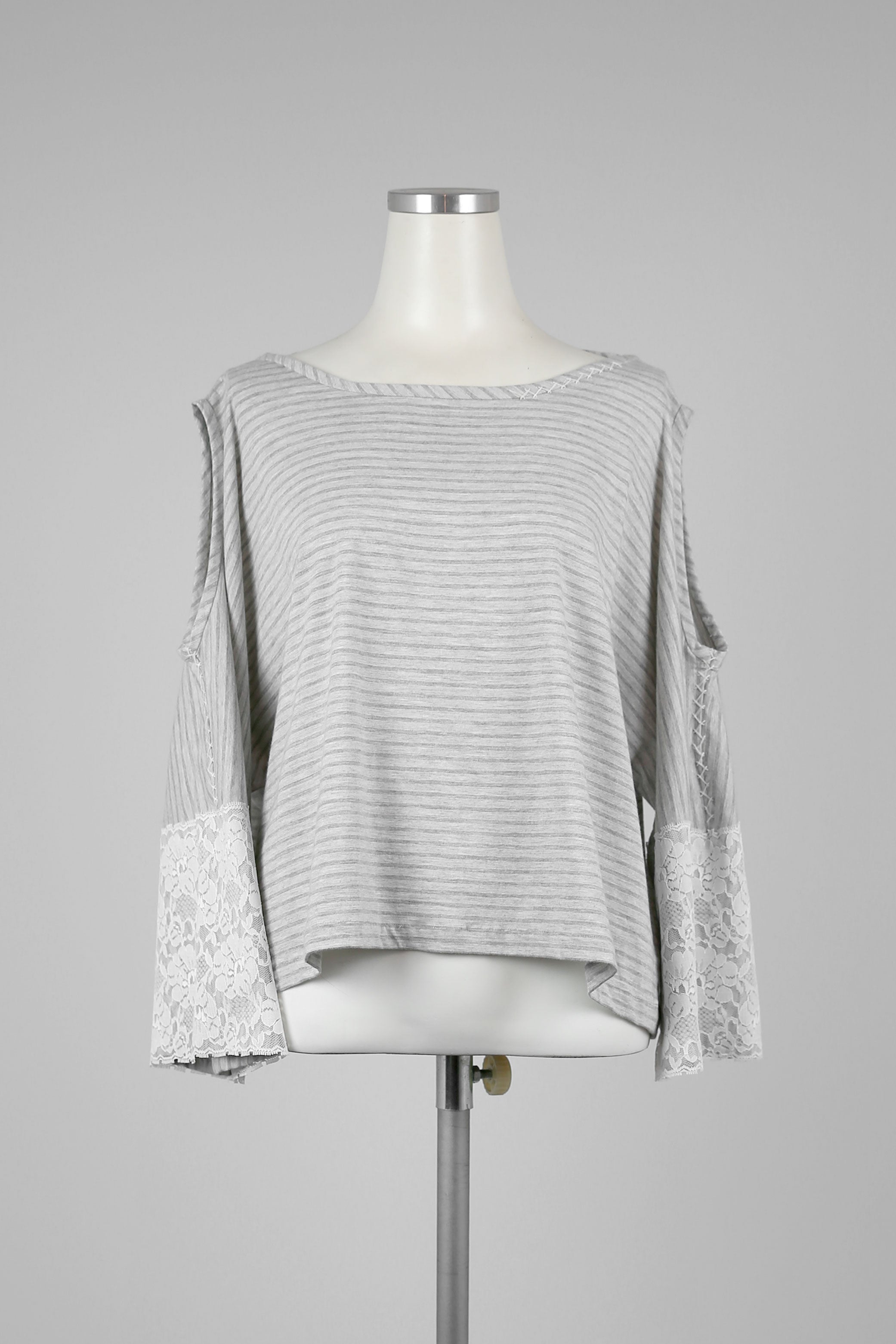 Gray Striped Top - Tae With Jane NY