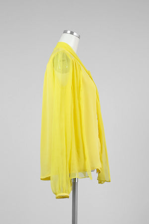 Yellow Silk Tie Collar Blouse - Tae With Jane NY