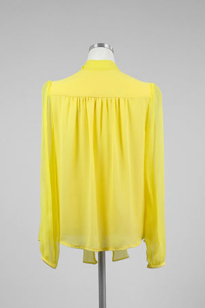 Yellow Silk Tie Collar Blouse - Tae With Jane NY