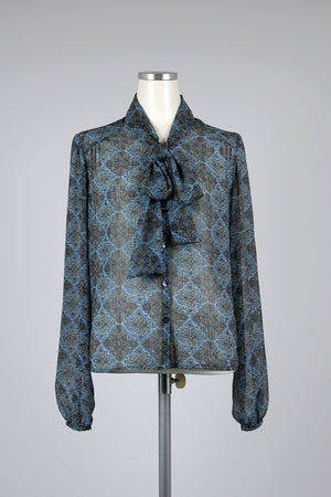 Bow Moroccan Print Blouse - Tae With Jane NY