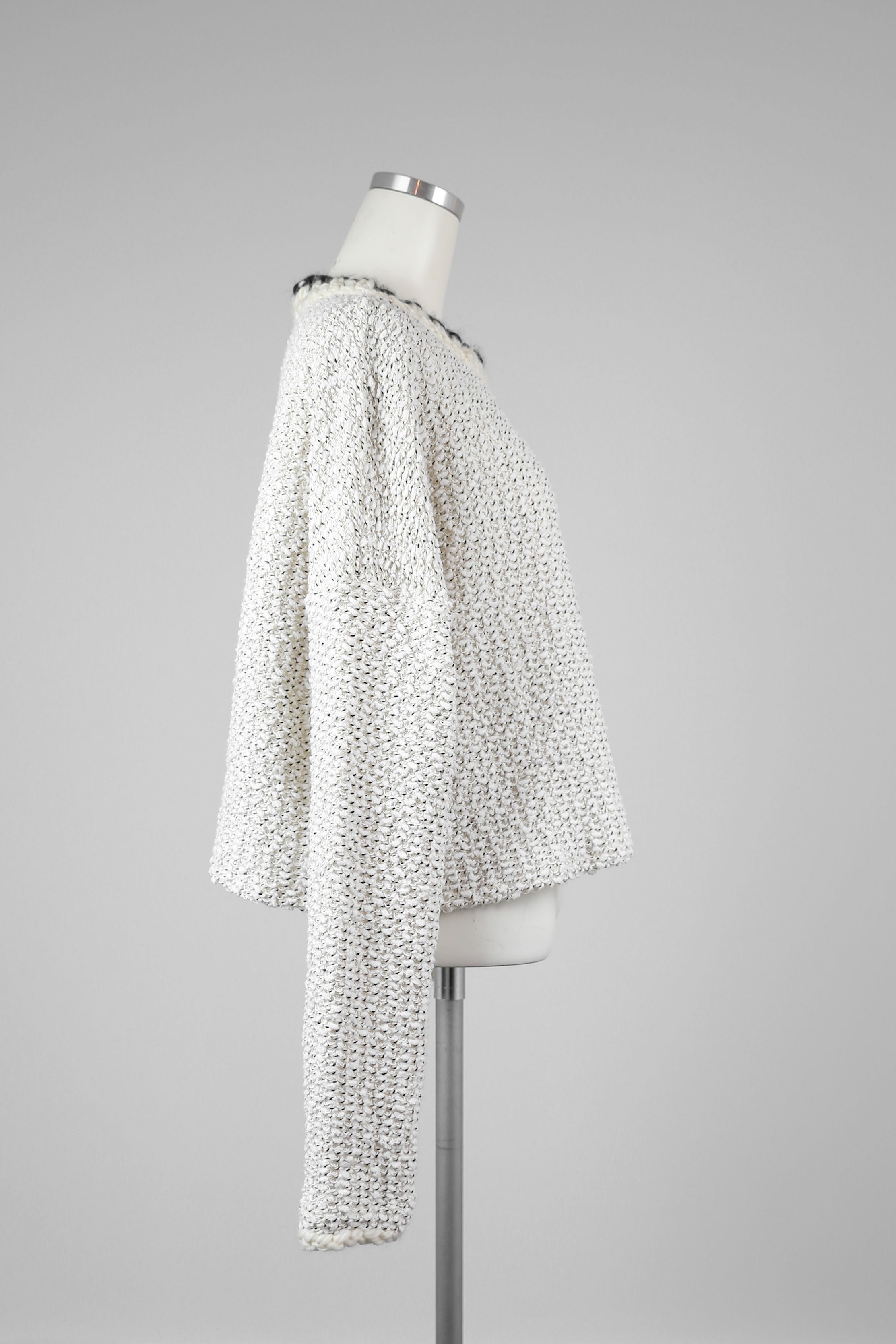 Ivory Sweater with Knitted Details - Tae With Jane NY