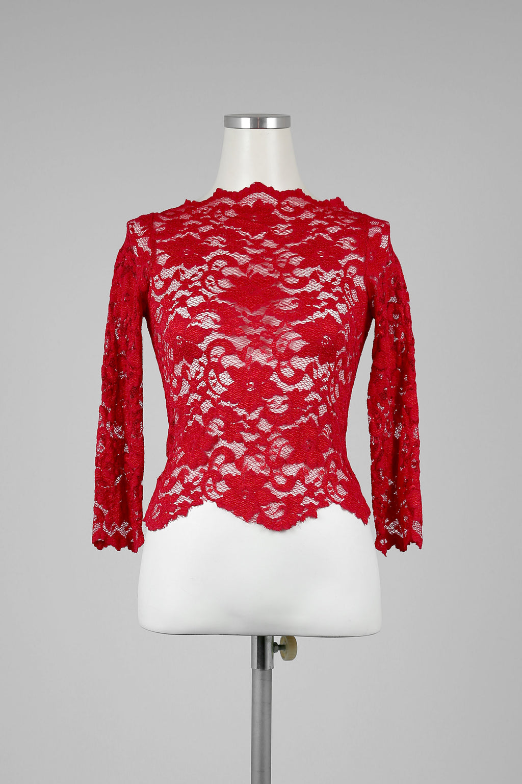 Scalloped Red Lace Top - Tae With Jane NY