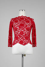 Scalloped Red Lace Top - Tae With Jane NY