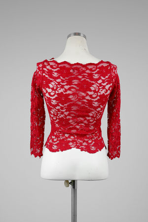 Scalloped Red Lace Top - Tae With Jane NY