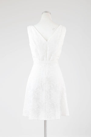 White Jacquard Pattern Dress - Tae With Jane NY