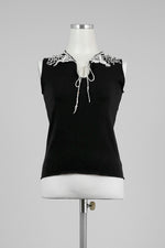 Lace Collar Sleeveless Top - Tae With Jane NY