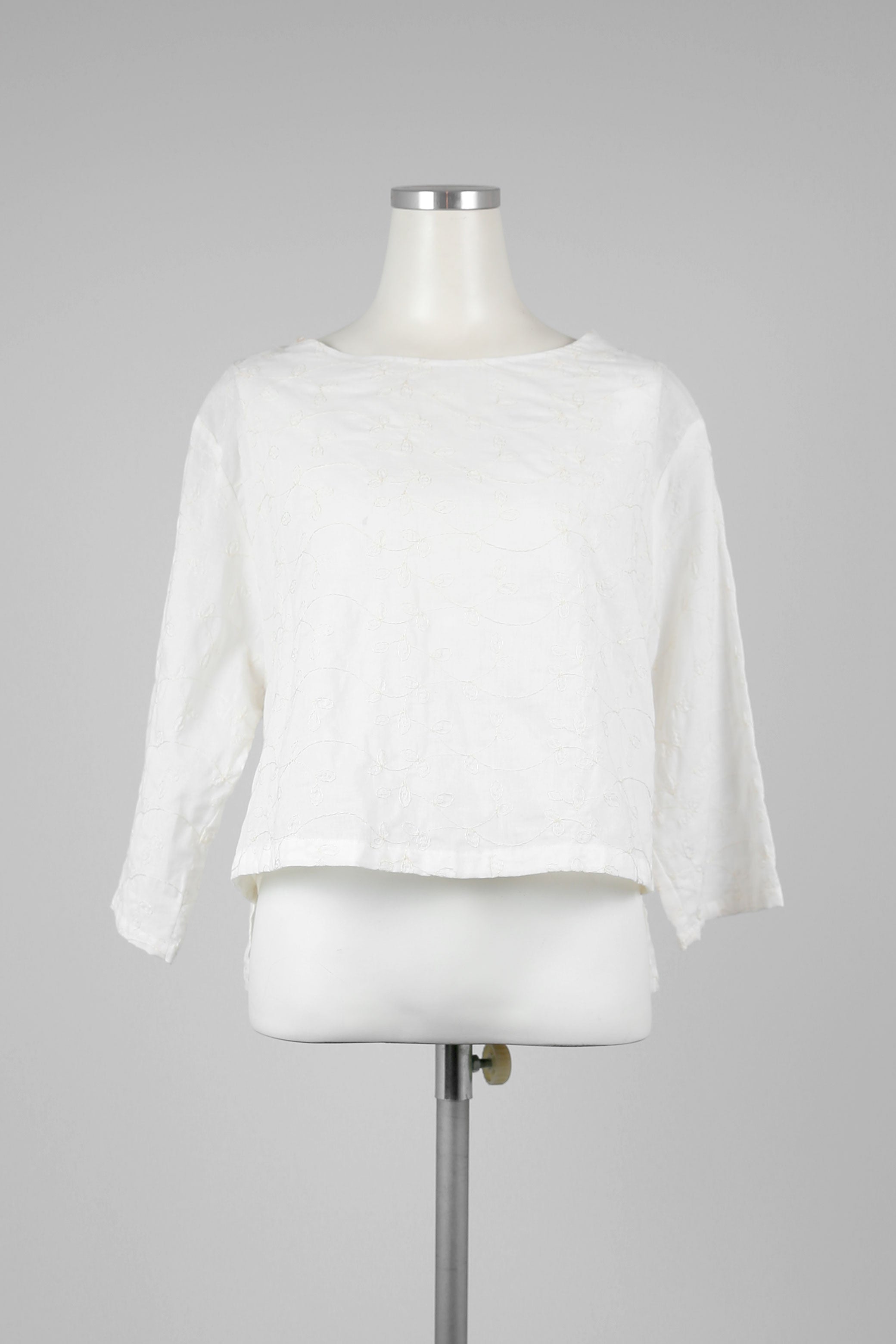 White Embroidered Summer Cotton Top - Tae With Jane NY
