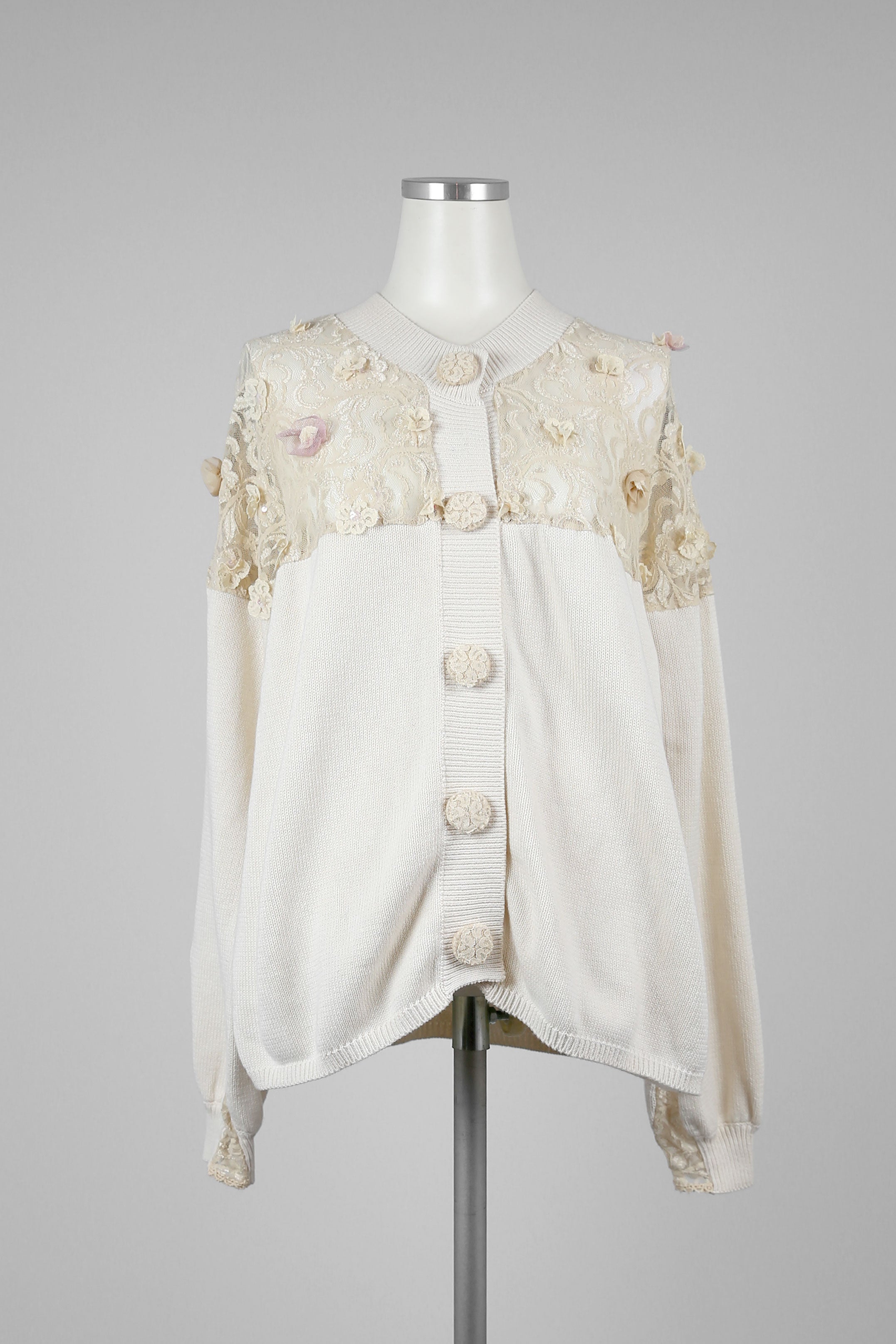 Ivory Cotton Knit Cardigan - Tae With Jane NY