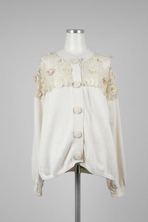 Ivory Cotton Knit Cardigan - Tae With Jane NY