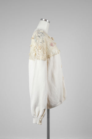 Ivory Cotton Knit Cardigan - Tae With Jane NY